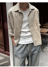 [Unisex] リネンクロップチェックシャツ ver.2(3color)
