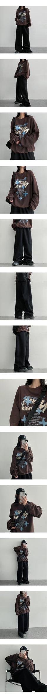 [3-length][S–3XL]NIT カットワイドスウェットパンツ (3 colors)