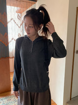 Kidu Color Matching Frill Hood Knit