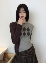 アーガイルシースルーロングスリーブTシャツ