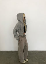 [FLEECE]クリスタルドットクロップドフードジップアップ