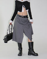 shoulder unbalanced ribbed cardigan