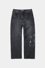 エイジスプラッターカーペンターデニムパンツ(Washed Black)
