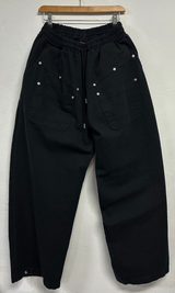 HIGH QUALITY🌌DOWN SNAP HIP PATCH RIVET PIGMENT BALLOON LONG PANTS 🤎3COLOR