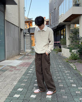 Popping collar knit (Beige)