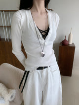 Secret Slim Fit Button Rib Knit & Lace Bra 2pcs