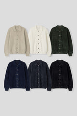Angora semi-cropped collar cardigan