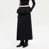 RUFFLES LONG SKIRT_BLACK