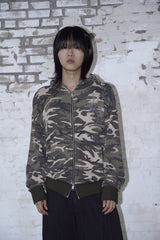 Waffle Ghost Camo Star Zip-Up Hoodie Beige