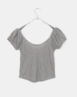 Kiha Lace See-Through Puff Cropped Short-Sleeved T-Shirt