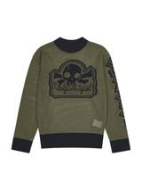 MULTI SKULL MESH KNIT (OLIVE/NAVY)
