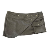 グラインスエードボタンポケットミニラップスカート(Khaki)