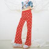 スターリーベルベットブーツカットパンツ - RED