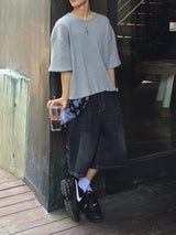  Avin Crop Waffle Short Sleeve T-Shirt 4C