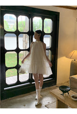 Lemon tea halterneck flare sleeveless dress