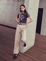 [LINE] Shoulder Strap Print T-shirt