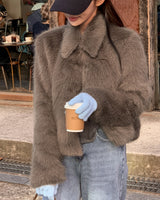 Trin collar fur jacket