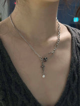 pearl drop necklace(cross)