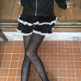 Pobo suede velvet lace cancan mini skirt