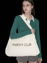 Big hobo bag - White polka dot (Reversible) / Free Gift