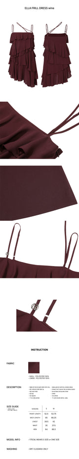 ELLA FRILL DRESS wine