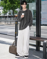 (UNISEX) ベロア リブド ラウンド ロングスリーブ