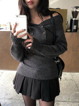 エルダウールベルトプリーツミニスカート