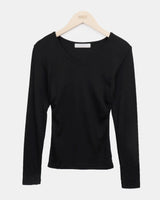 Monve Side Shirring V-neck T-shirt