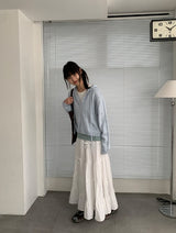 Zahini Ribbon Shirring Banding Long Skirt