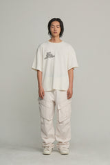 クルーネック 半袖ワッフルTシャツ/オフホワイト