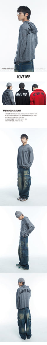 LOVE ME Sleeve Hoodie Zipup GREY