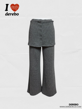 レイヤードスカートロングニットパンツ