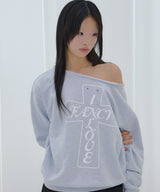 FROSS OFF-SHOULDER SWEATSHIRT (BLUE MELANGE) F26QB040