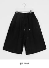 [unisex] チビ ダブルニー ワイド コットン バンディング パンツ
