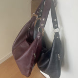 konen incision leather big shoulder bag