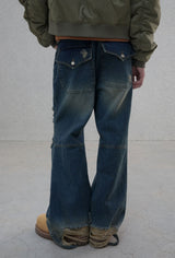 Retro damage wide denim