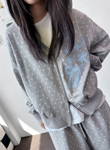 トイド ブルー ナンバー スター パッチ タトゥー ジップ フーディー 2カラー
