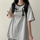 UN Lettering Track Line Oversized Fit Short Sleeve T-shirt