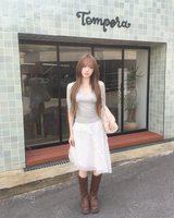 Dot frill midi skirt