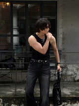 LMN Off-Layered Muscle Fit Henley Neck Tank Top (4 colors)