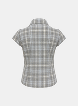Della Ruched Check Blouse