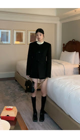 Black round wool no collar jacket