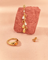 gold nano gem teardrop cluster 14k gold plating + 925 silver earrings E066-03G