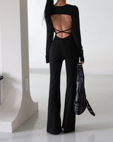 Backless body bootcut jumpsuit