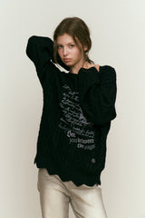 コレクションプリンテッドスカロップニット [BLACK]