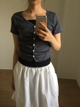 Striped V-neck Short Sleeve (2color)