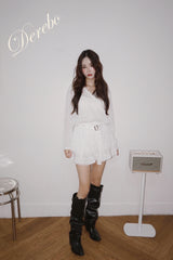 White Hood Pullover Belt One-Piece Dress Top