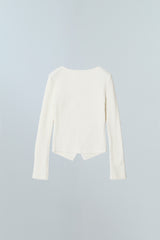 CUT OUT WRAP KNIT TOP - IVORY