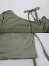One Shoulder Slit Slim T-shirt (5color)