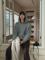 Trimming Mohair Hood Layer Knit